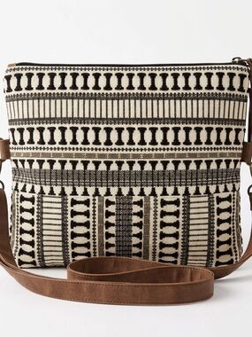 Calliope Oakland Boho Woven Geometric Crossbody Bag | Neutral Artisan Handwoven